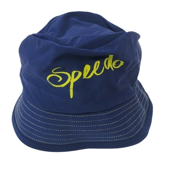 Speedo Children's Kids UV UPF 50+ Bucket Sun Hat Size L/XL Blue Navy Chin Strap - Picture 1 of 10